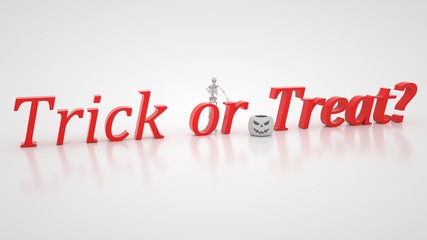 Card "Trick or Treat", 3d render