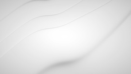 Abstract white or light grey background with curved lines, 3d render
