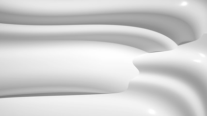 Abstract white or light grey background with curved lines, 3d render