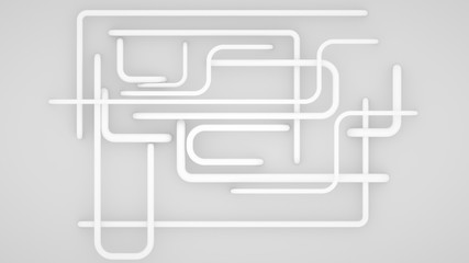 Abstract white or light grey background with many pipes, 3d render