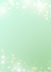 Pastel gradient green background, green bokeh star and light border