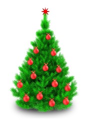 3d vibrant Christmas tree over white
