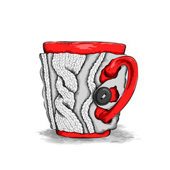A cup with a knitted design. Vector illustration