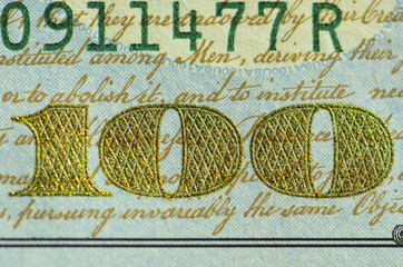 100 dollar bill detailed