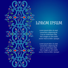 Arabic floral pattern card template vector. Vintage ornament with ottoman flower motifs. Islam background for Eid Mubarak, Eid al-Adha, turkish delight packaging, wedding invitation or spa beauty.