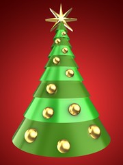 3d Christmas tree over red