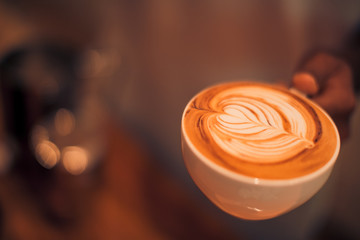 Latte art, coffee shop and coffee making as a barista