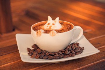 Latte art, coffee shop and coffee making as a barista