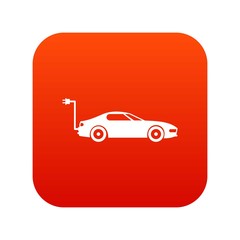 Electric car icon digital red