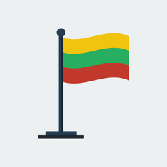 Flag of Lithuania. Flag stand. Vector illustration