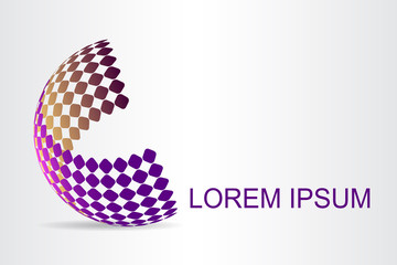 Logo stylized spherical surface with abstract shapes