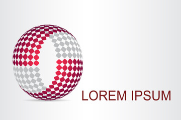 Logo stylized spherical surface with abstract shapes