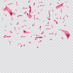 Colorful bright confetti isolated on transparent background. Festive vector illustration
