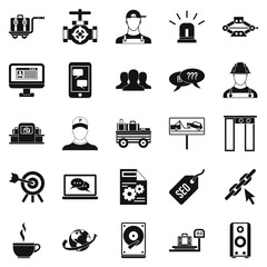 Backing icons set, simple style