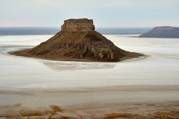 On the Ustyurt Plateau. Karyndzharyk hollow.  Desert and plateau Ustyurt or Ustyurt plateau is located in the west of Central Asia, particulor in Kazakhstan, Turkmenistan and Uzbekistan
