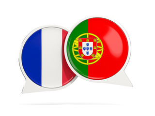 Obraz premium Chat bubbles of France and Portugal isolated on white