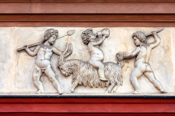 Architectural decoration Dionysus fest on wall