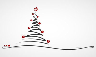 Weihnachten - Grußkarte "Abstrakter Weihnachtsbaum" (in Schwarz/ Rot)
