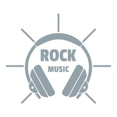 Modern rock music logo, simple gray style