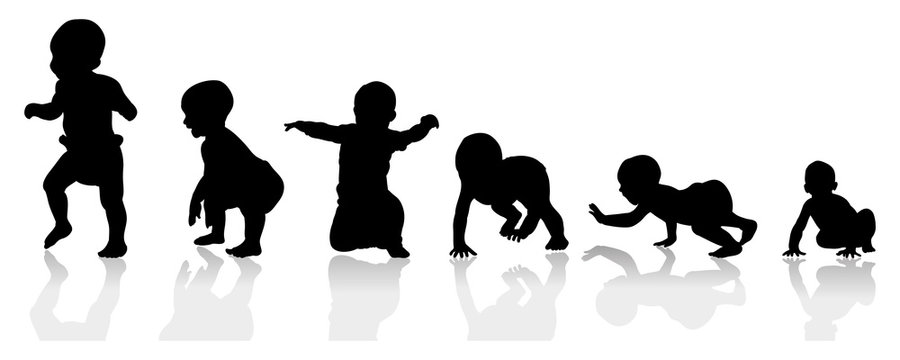 Baby Growing Steps Illustration From Crawling To Walking