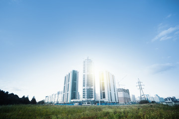 Fototapeta premium New residential house blocks, industrial buildingy