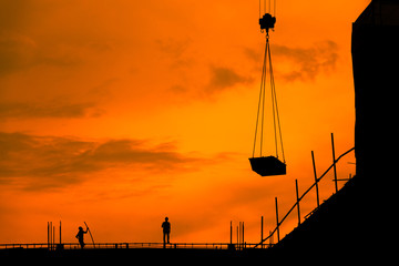 Construction worker working on a construction site,for construction teams to work in heavy industry, high ground and safety concepts.
