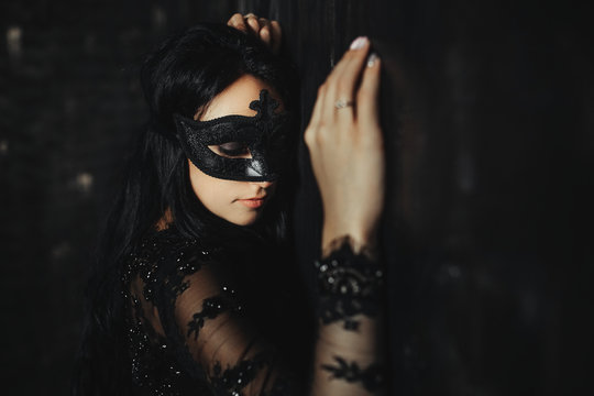 beautiful sensual woman  in the dark room