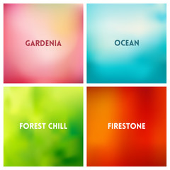 Abstract vector multicolored blurred background set. 4 colors set.
