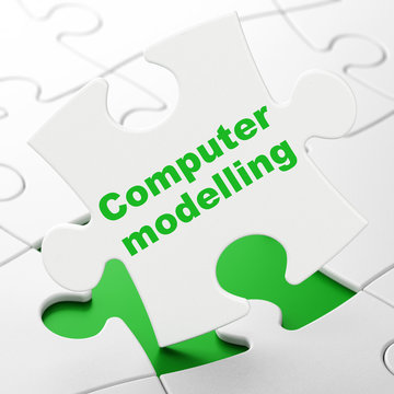 Science concept: Computer Modelling on White puzzle pieces background, 3D rendering