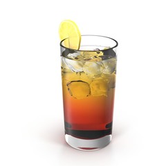 Fototapeta na wymiar Glass of Ice Tea with Lemon on white. 3D illustration