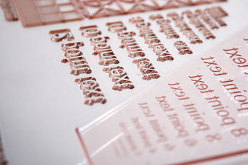 Close up of a flexographic printing plate.  