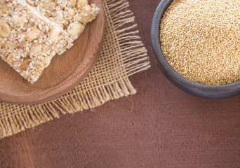 Grains and amaranth bar (Amaranthus)