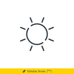 Brightness (Sun) Icon / Vector - In Line / Stroke Design with Editable Stroke