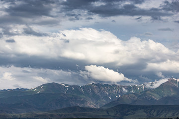 beautiful mountains in Kazakhstan as a background