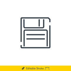 Save (Diskette) Icon / Vector - In Line / Stroke Design with Editable Stroke