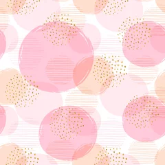  Abstracte geometrische naadloze patroon met roze cirkels. © Nadia Grapes