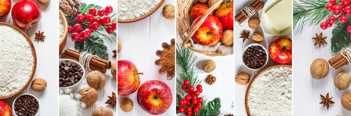 Christmas baking with apples collage