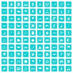 100 harmony icons set grunge blue