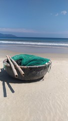 Obraz premium Fisherman's equipment at the beach