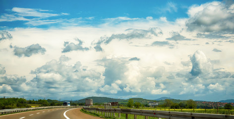 Serbian highway and crazy sky © nedomacki