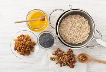 The preparation of ingredients for Christmas porridge