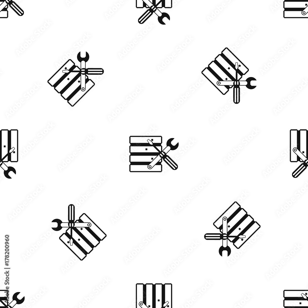 Poster database with screwdriverl and spanner pattern seamless black