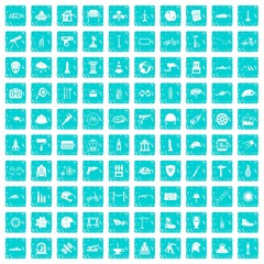 100 helmet icons set grunge blue