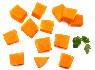 piece of pumpkin isolated on white background top view