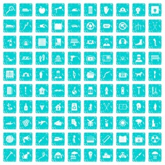 100 help icons set grunge blue