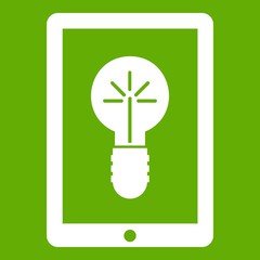 Idea lamp on gadget screen icon green