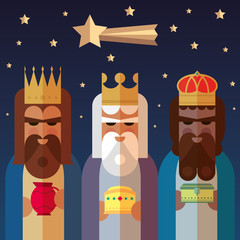 The three Kings of Orient. Wise men illustration.