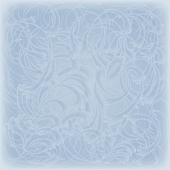 vector illustration of a background from a frosty pattern on transparent blue glass