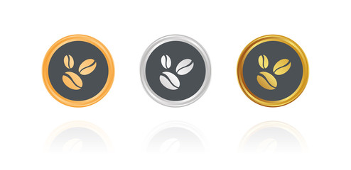 Kaffeebohnen - Bronze, Silber, Gold Buttons