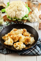 Vegetarian fried cauliflower with bread crumb